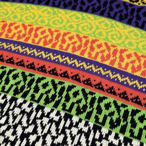 Vintage 90s Jamie Scott Abstract Knit Sweater Women's Size S Wild Pattern - Picture 5 of 8